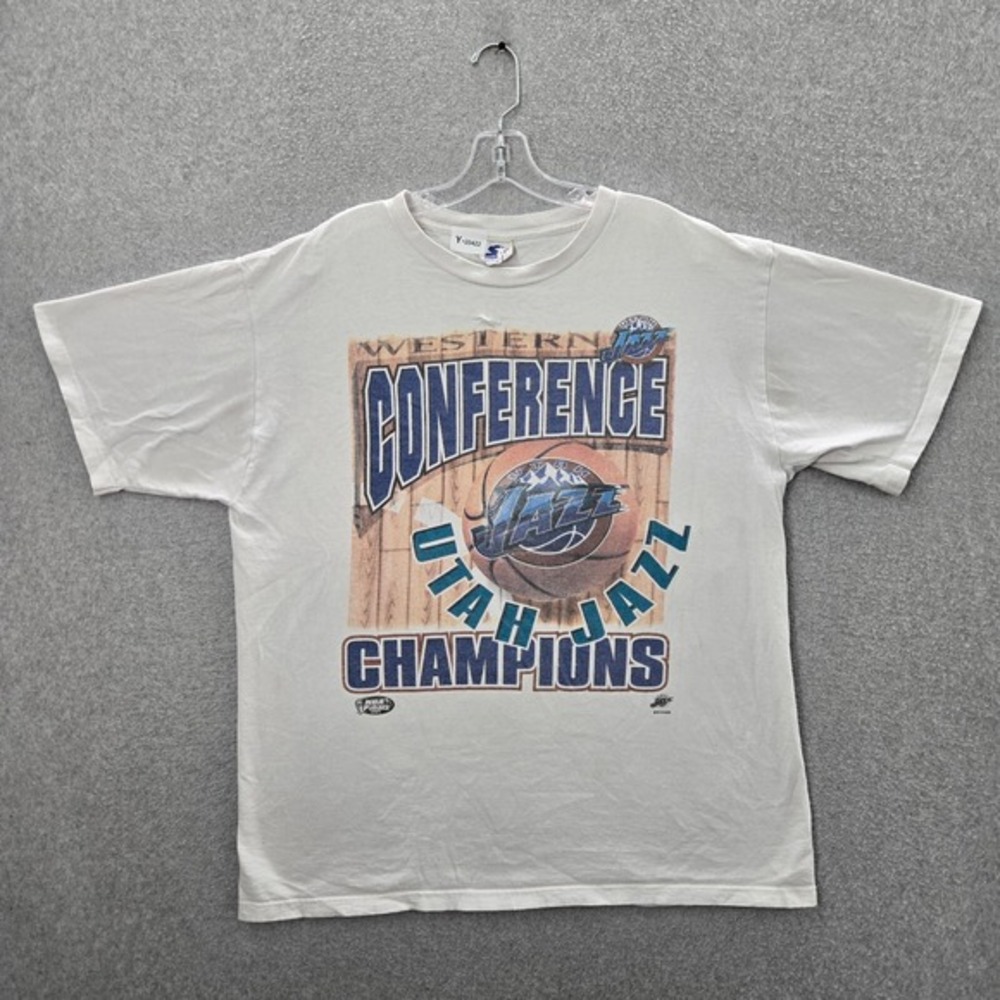 VINTAGE Utah Jazz 1997 Men Shirt L Western Conference Champions Single Stitch